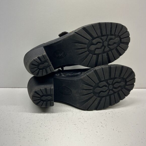 BOC Born Concept Womens 7.5 Women Black Leather Ankle Bootie Shoe Block Heel Zip - Picture 8 of 9